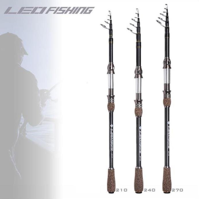 Cần câu lure carbon dáng đứng LEO fishing chống xoắn pat máy kim loại