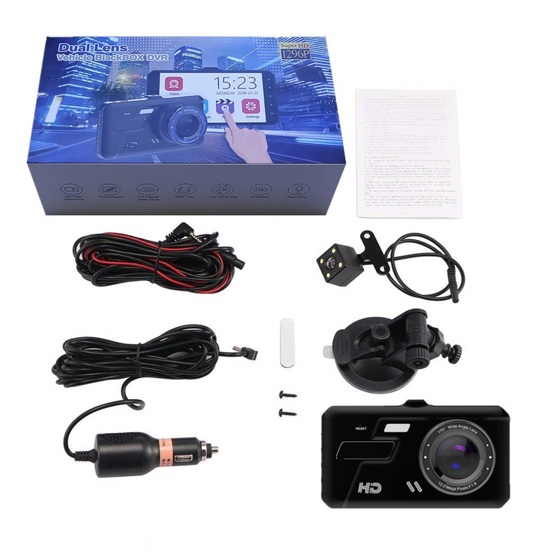Camera Chiếu Hậu Hai Ống Kính DVR Hd 1080P Cho Xe Hơi