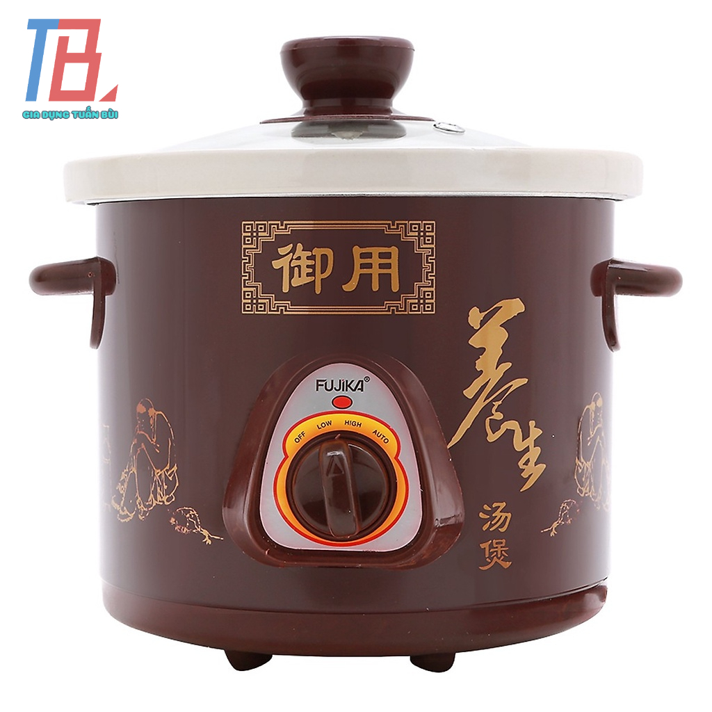 Nồi hầm cháo chậm cho bé, nồi kho cá FUJIKA FJ-KC2.5L dung tích 2.5 lít màu ngẫu nhiên nắp kính - Chính hãng BH 12 tháng