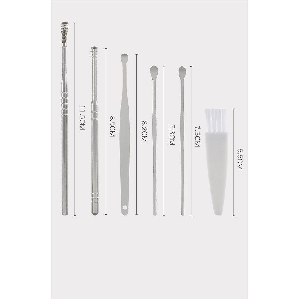 ❈Rowan❈ Set 6 Dụng Cụ Vệ Sinh Tai Bằng Thép Không Gỉ Nhiều Màu Sắc