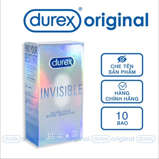 Bao cao su Durex invisible condom latex siêu mỏng bcs Extra Sensitive freesize tiện dụng.