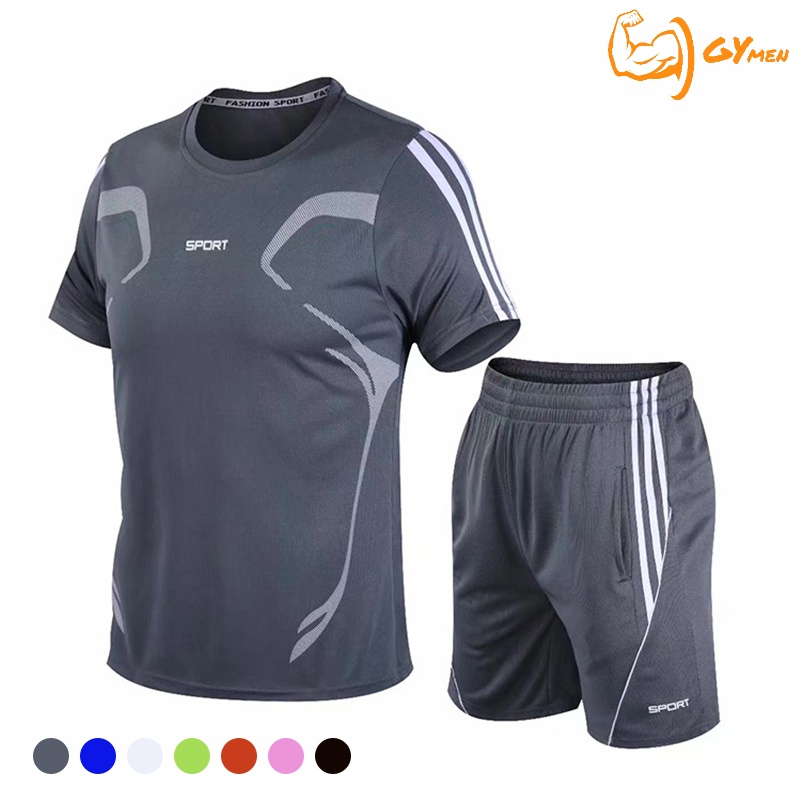[ GYMEN ] Bộ Quần Áo Mặc Thể Thao Bóng Đá Nam Big Size Co Giãn Chuẩn Form Chuyên Cổ Tròn Thun Lạnh Tập Ngắn Tay Vải Thoáng Thun Lạnh PE Co Giãn Thoải Mái Vận động Trẻ Trung Form Chuẩn Slimfit  Nhanh Khô Cao Cấp Thấm Hút Mồ Hôi Tốt Baggy Chạy Bộ Thể Dục