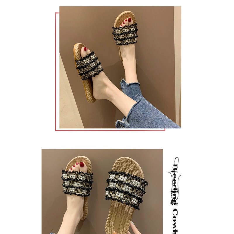 Dép Bảng Đế Giả Cói Đính Xoàn SHOES PARADISE