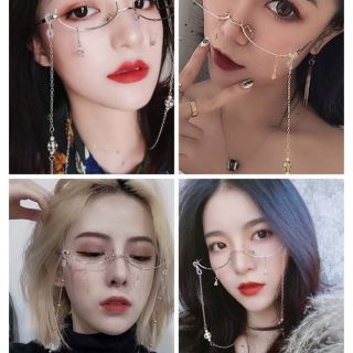 Kính không tròng nửa gọng - dây chain charm phụ kiện kính