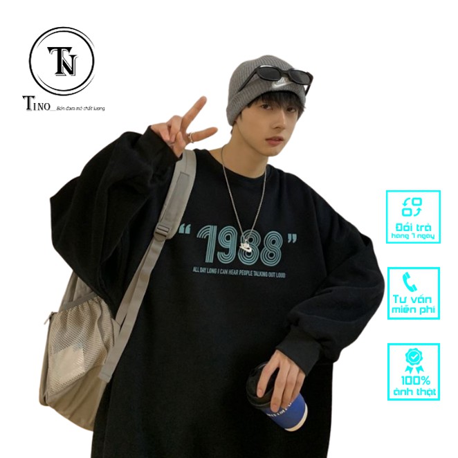 Áo Sweater , áo 1988 -TINOWEAR, form rộng,thụng uniex phong cách Ulzzang Thời trang unisex Tino | BigBuy360 - bigbuy360.vn