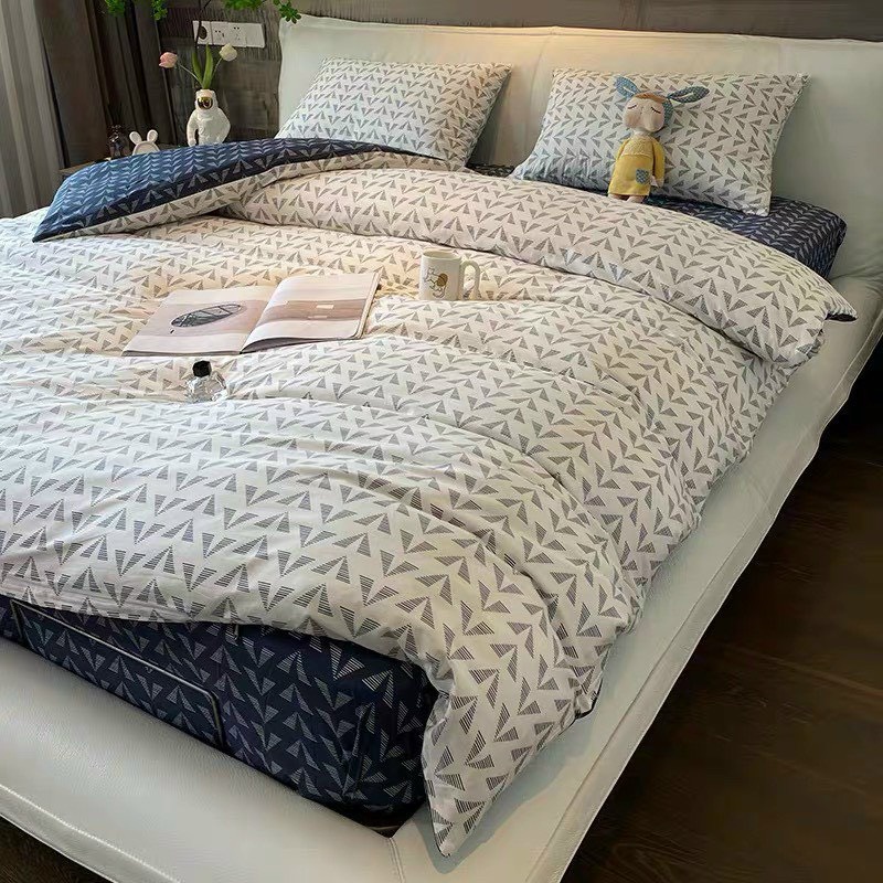 HÀNG MỚI- Set 4 món chăn ga gối cotton poly Vintage cao cấp Hàn Quốc-Chăn Ga Gối Poly