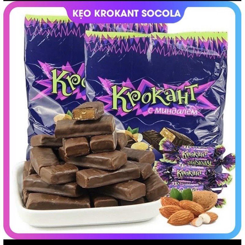 gói kẹo tím krokant nga socola hạnh nhân nga 79k /500g