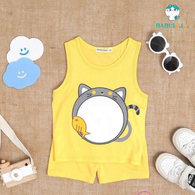 Đồ Bộ Bé Trai Bé Gái Ba Lỗ Minky Mom Chính Hãng Vải Thun Lạnh 0 1 2 3 4 5 6 Tuổi-Quần Áo Trẻ Em Sát Nách-BABULALA BL05