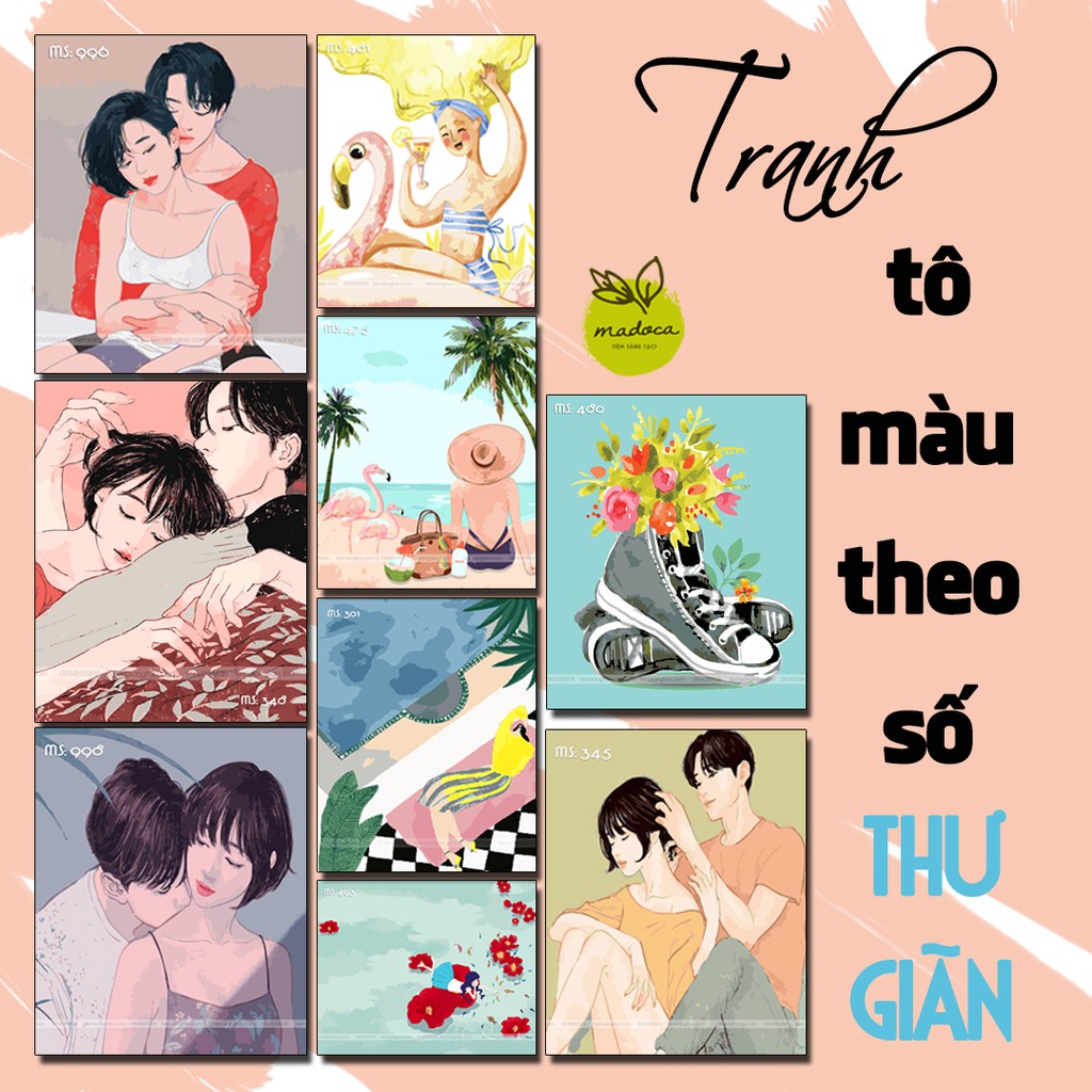 Tranh sơn dầu tự tô màu theo số mẫu THƯ GIÃN Madoca