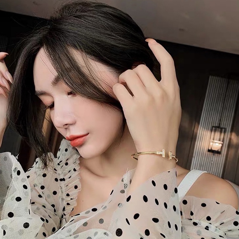 Vòng Tay Hai Lớp Đính Đá Kim Cương Đơn Giản Thời Trang Hàn Quốc