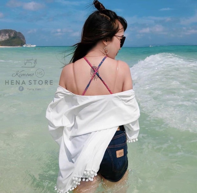 Áo Kimono TUA BI Trắng Đen