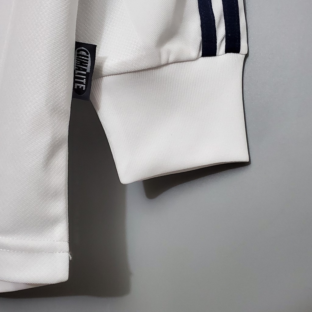 Áo đồng phục đá banh tay dài in logo Real Madrid 01-02 phong cách retro