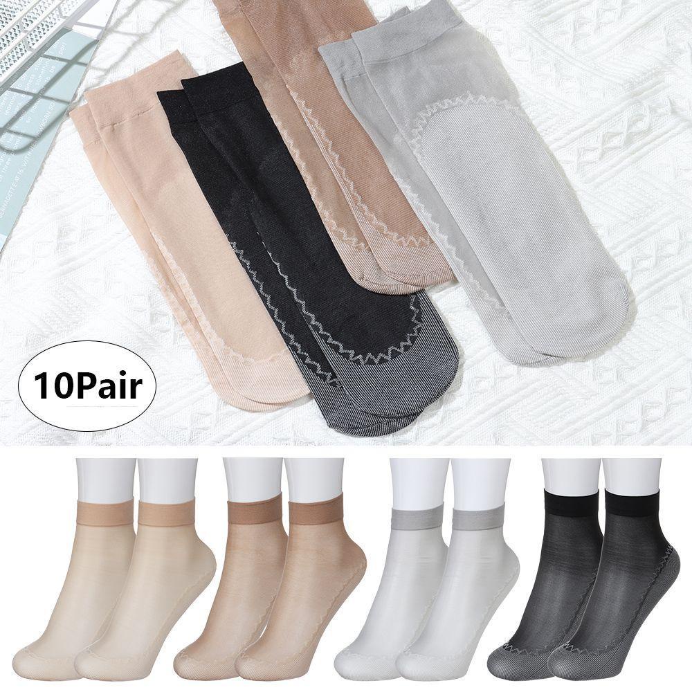 Bộ 10 Đôi Vớ Lụa Mát Xa Mắt Cá Chân Thoáng Khí Chống Trượt