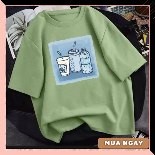 Áo thun, áo phông form rộng unisex nam nữ hộp sữa màu xanh bơ, vàng, trắng chất cotton mịn