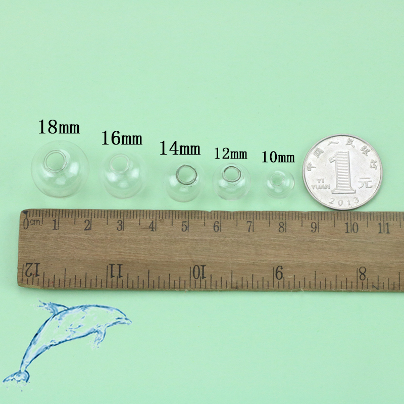 Phụ Kiện Quả Cầu Thủy Tinh Rỗng Trong Suốt 10 / 12 / 14 / 16 / 18mm Làm Đồ Trang Sức Thủ Công diy
