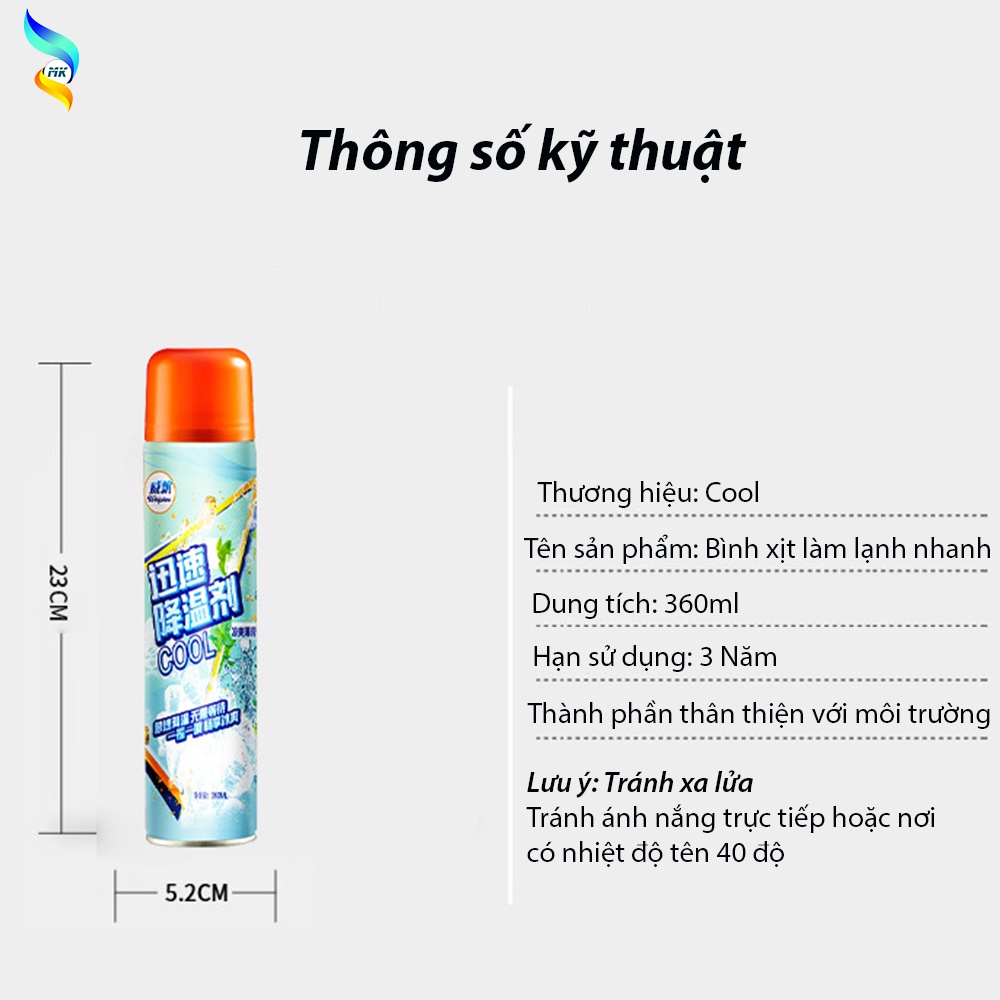 [Chai 360ml] Bình Xịt Làm Lạnh Nhanh Have Dove Và Cool, Chai Xịt Làm Mát Ô Tô, Làm Mát Cơ Thể, Giảm Đau Do Chấn Thương