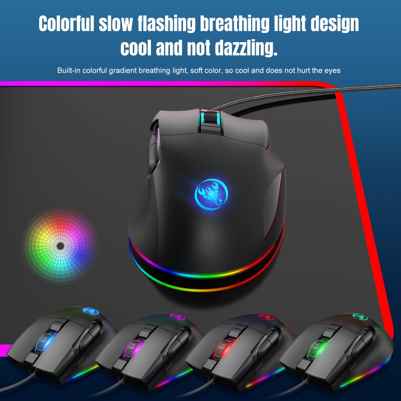 Chuột LED RGB 7200 DPI Gaming Mouse macro HXSJ A905