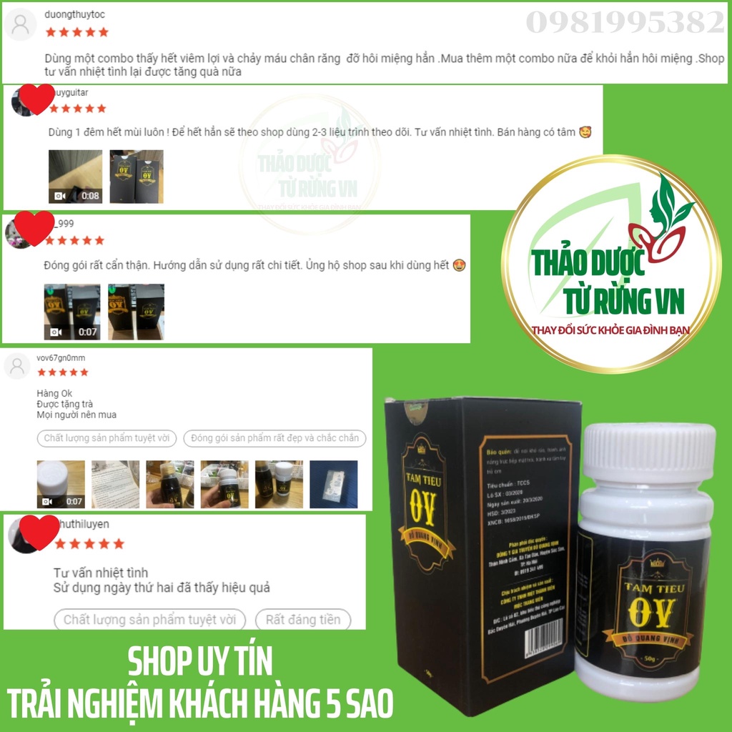 Viên Uống Thơm Miệng TAM TIÊU OV ĐỖ QUANG VỊNH Hàng Chuẩn 50g Hết Hôi Miệng An Toàn, Hiệu Quả Không Cần Xịt Thơm Miệng