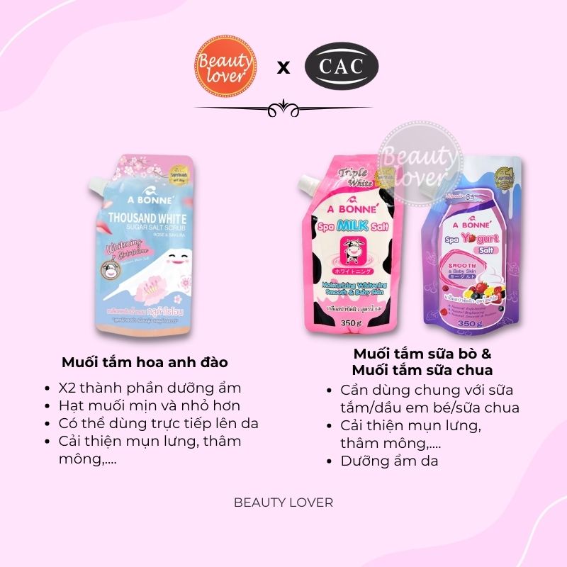 Muối tắm tẩy tế bào chết hoa anh đào A Bonne 350g có vòi – Beauty Lover tẩy tế bào chết body, gấp đôi dưỡng ẩm