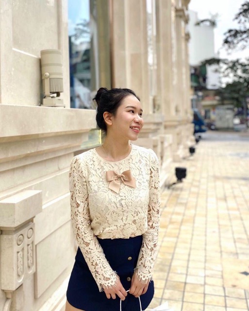 [YY] ÁO REN BE NỮ KÈM NƠ 2 LỚP DÀI TAY
