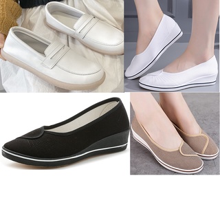 Giày thể thao canvas đế xuồng màu trắng plus Size 34-41 cho nữ