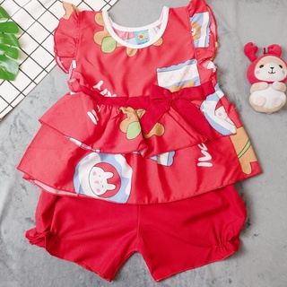 Bộ Lụa Tầng Phối Nơ Bé (giao màu ngẫu nhiên) (12-18kg)