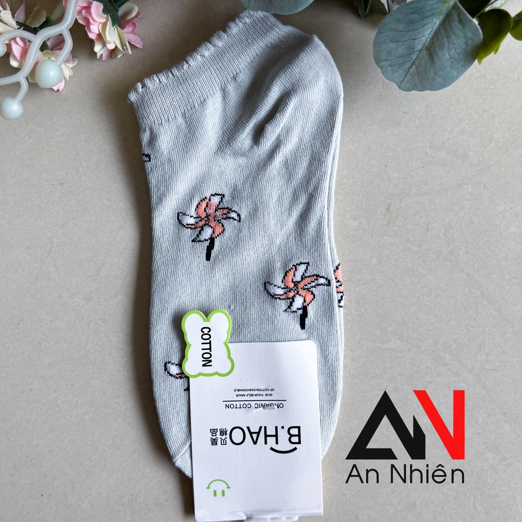 Vớ tất nữ cổ ngắn chất liệu cotton co giãn bốn chiều thoáng khí