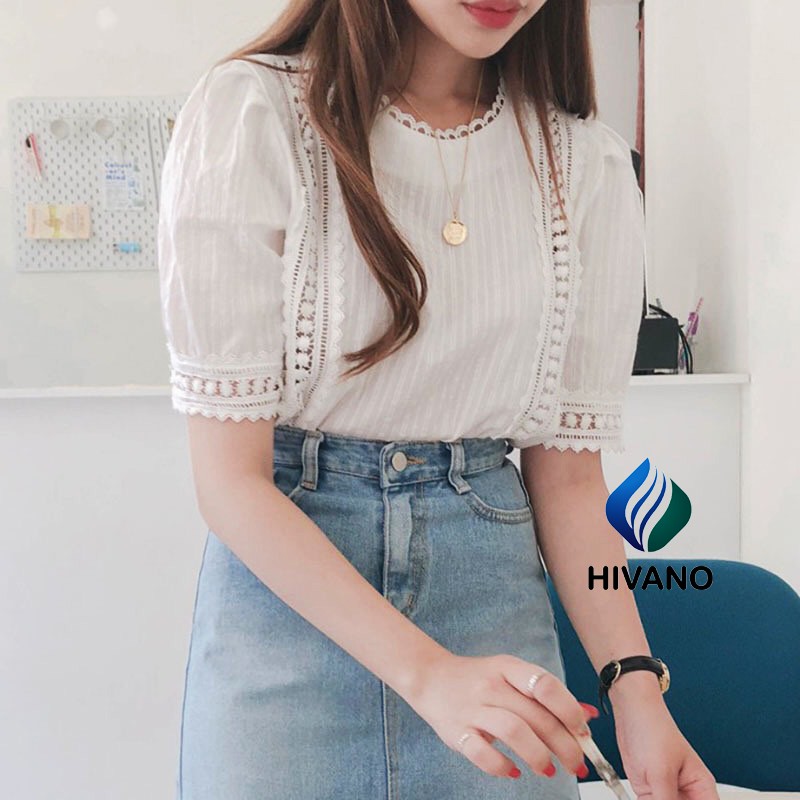 Áo sơ mi ren hạt tay ngắn , Áo trắng kiểu cách điệu thiết kế ulzzang (ảnh thật)