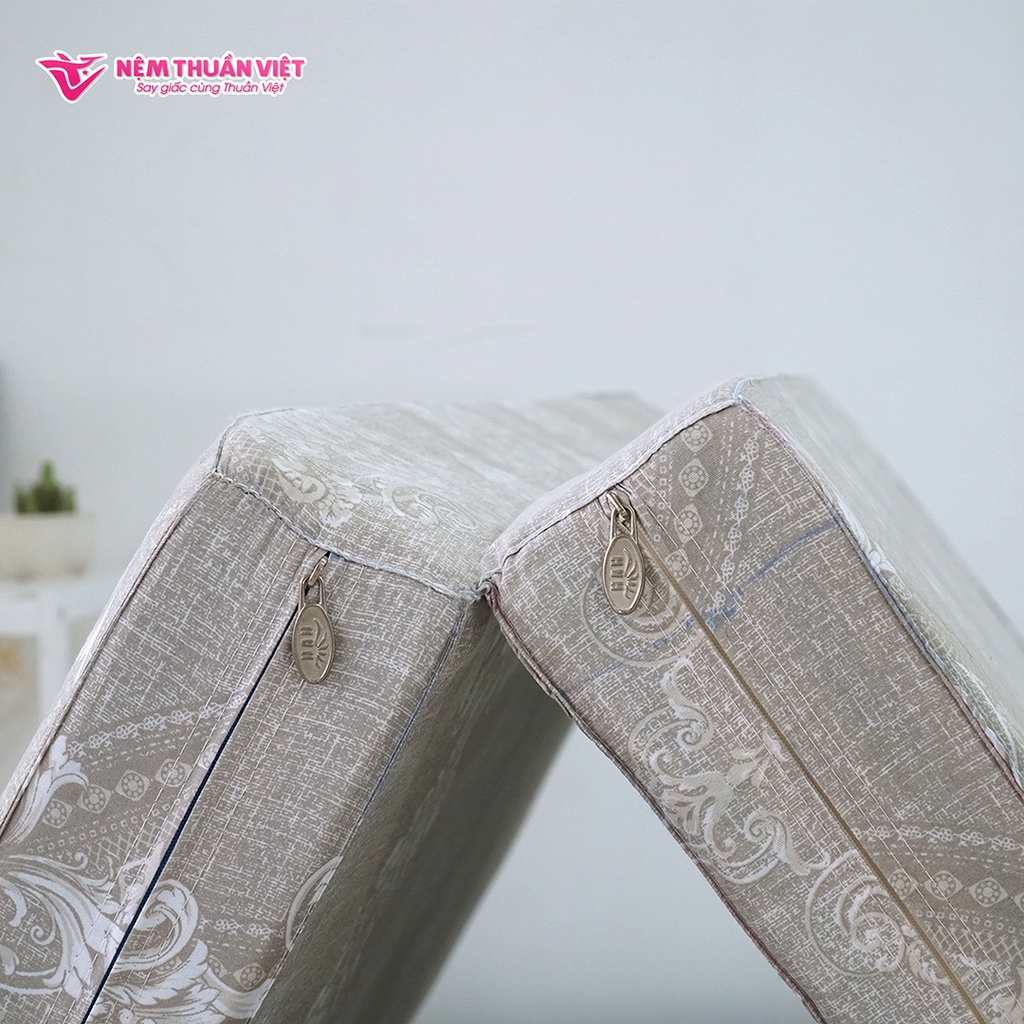 (160x200x10cm) Nệm Bông Ép Gấp 3 Thuần Việt Dominic Cao Cấp, Thoáng Mát, Kháng Khuẩn, Nâng Đỡ Cơ Thể - Màu ngẫu nhiên