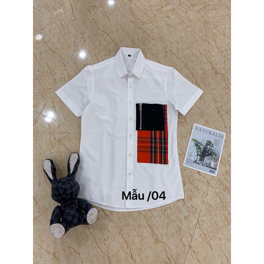 Áo sơ mi Nam Trắng cộc tay họa tiết Cực Hot | BigBuy360 - bigbuy360.vn