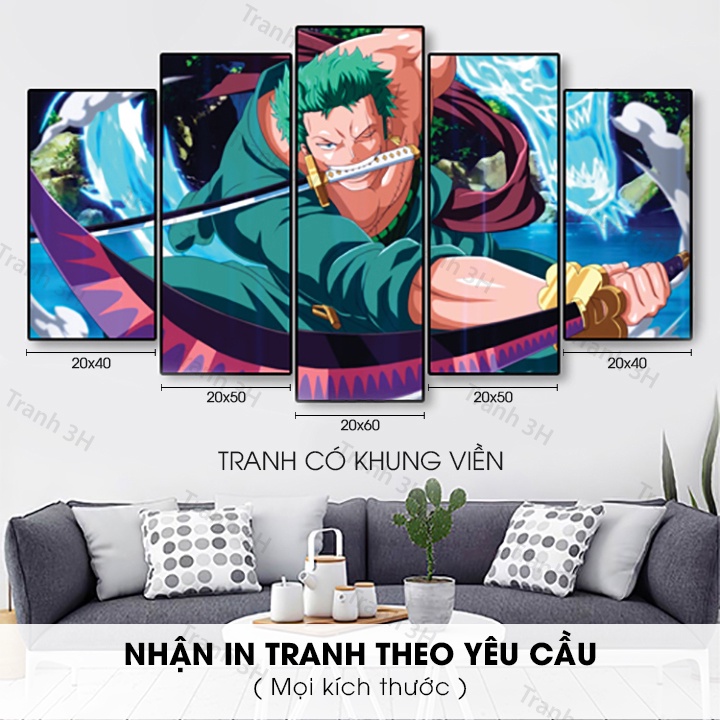 Tranh One Piece Treo Tường, Đảo Hải Tặc, Luffy, Zoro, Tranh anime cỡ lớn | 3H