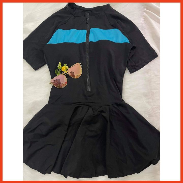 Bikini 1 Mảnh Váy Thời Trang Hàn Quốc Đồ Bơi Nữ Cộc Tay