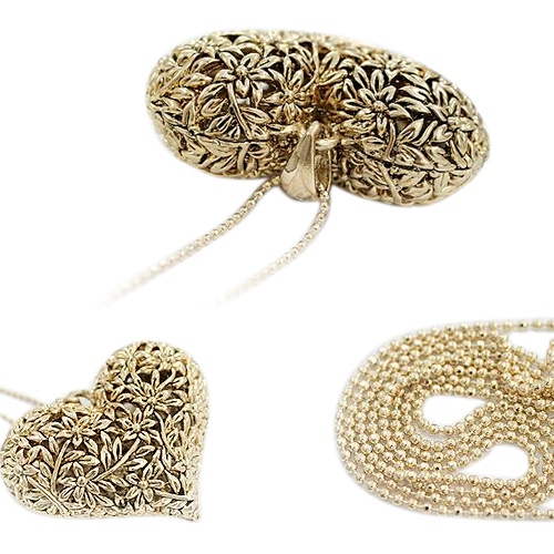 Dây chuyền hợp kim thiết kế hình trái tim chạm khắc tinh tế sang trọng dành cho nữ