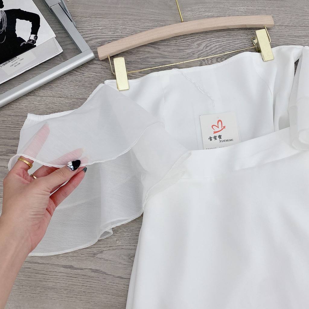 Đầm nữ trễ vai AGITANT dáng croptop mix chân váy xẻ tà dáng dài phù hợp cho đi du lịch, đi biển, đi chơi - XT138