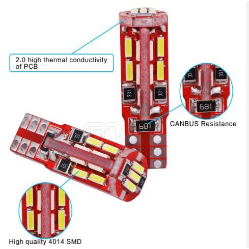 2 bóng đèn T10 led T10 siêu sáng gắn demi xi-nhan xe máy ô tô