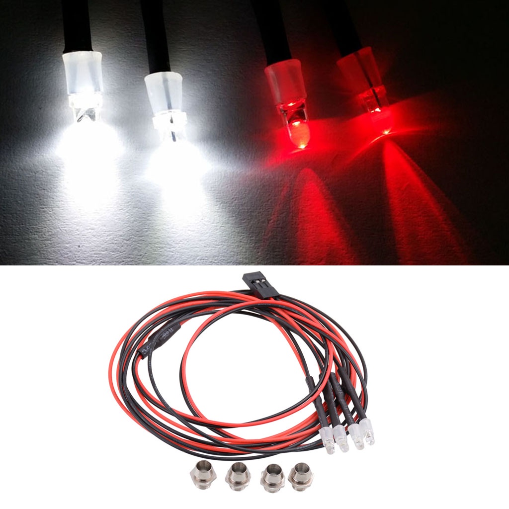 Bộ 4 Đèn Pha LED 3mm Chuyên Dụng Cho Mô Hình Xe Tải Điều Khiển Từ Xa Tỉ Lệ 1 / 5 1 / 8 1 / 10 1 / 12 1 / 16