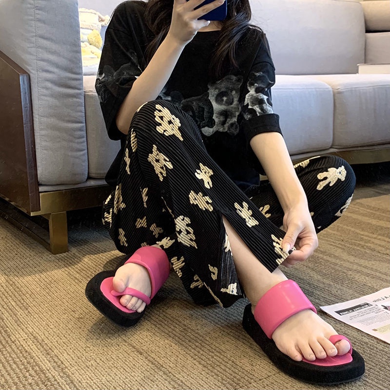 Jiashucheng Quần Dài Ống Rộng Dáng Suông Mỏng Mùa Hè Dễ Phối Đồ Cho Nữ