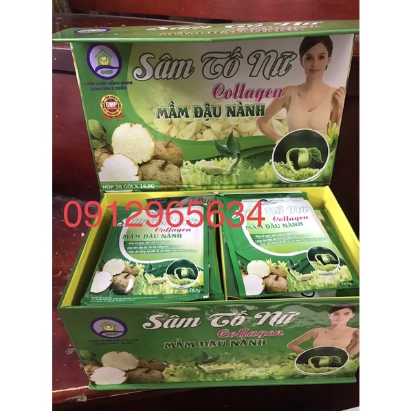 Bột Sâm tố nữ Collage mầm đậu nành tăng kích cỡ vòng 1 săn chắc ngực chống chảy xệ tốt cho phụ nữ