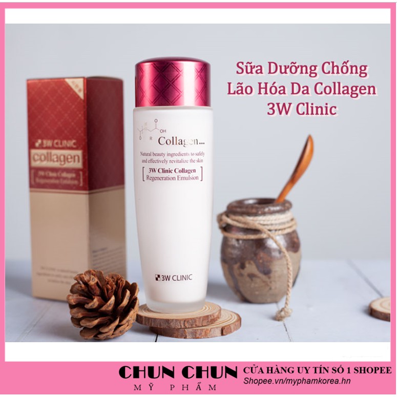 Sữa dưỡng trắng da săn chắc chống lão hóa chiết xuất từ Collagen 3W Clinic Hàn Quốc 150ml