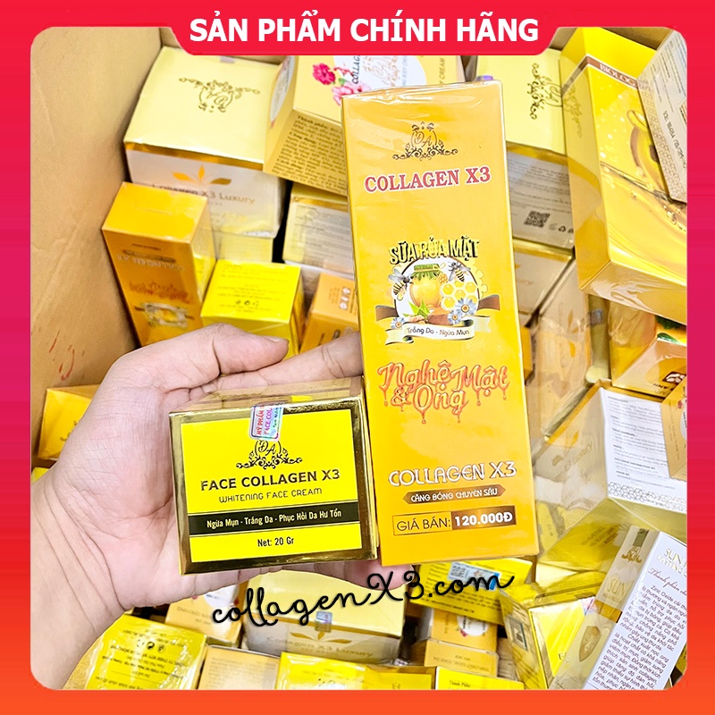 Combo Kem Face Collagen X3 và Sữa Rửa Mặt Colagen X3 chính hãng Mỹ Phẩm Đông Anh