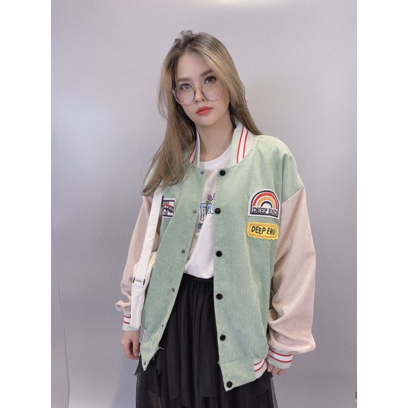 🌈𝐆𝐈𝐀́ 𝐗𝐔̛𝐎̛̉𝐍𝐆💢 057 Áo Khoác Kaki Hàng Nhung Gân Thêu Logo Nổi Bomber Unisex | BigBuy360 - bigbuy360.vn