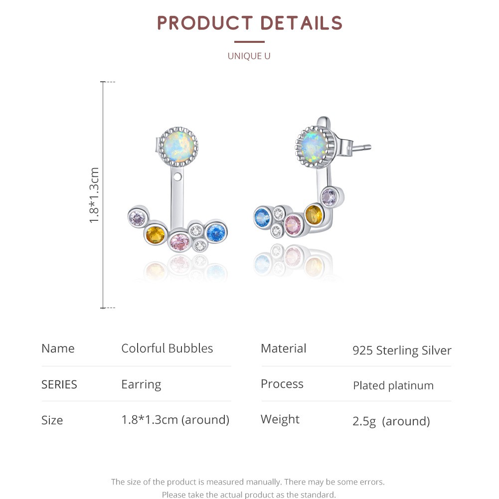 Bông Tai Bamoer BSE392 Cho Nữ Đầy Màu Sắc Hợp Thời Trang Đính Đá Zircon Bạc 925
