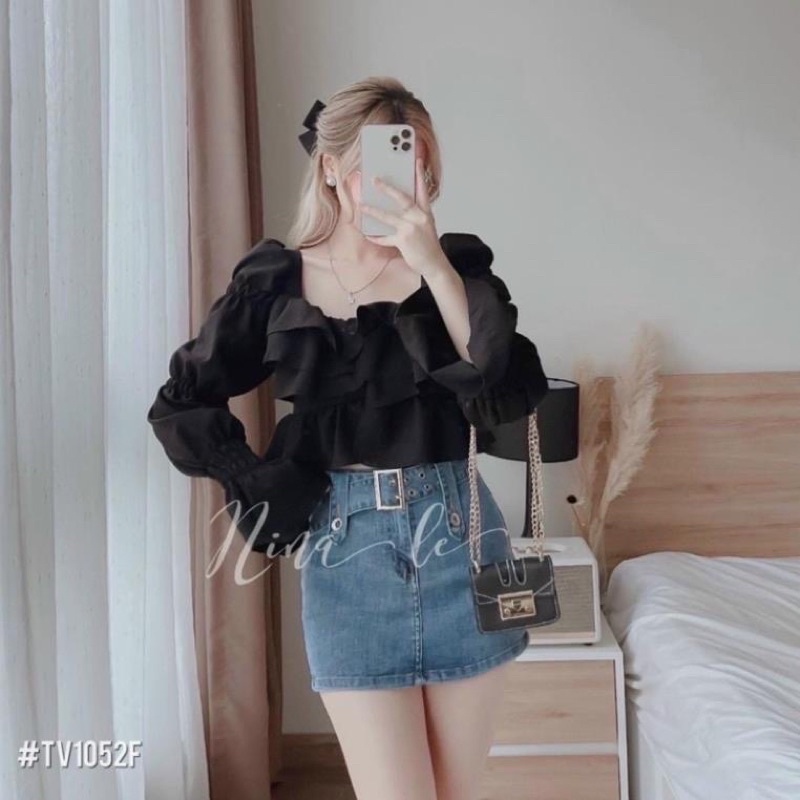 Áo kiểu nữ tay bồng phối tầng siêu dễ thương nữ tính alohashop91