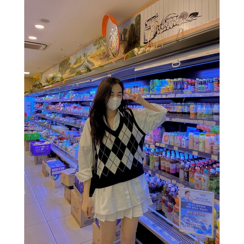 Áo Len Gile nữ Ô Quả Trám Ulzzang Cổ V Style Hàn Quốc - Mono Boutique