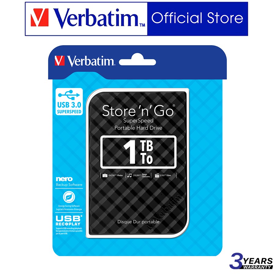 Ổ cứng di động Verbatim 2.5' USB 3.0 1TB (Đen)