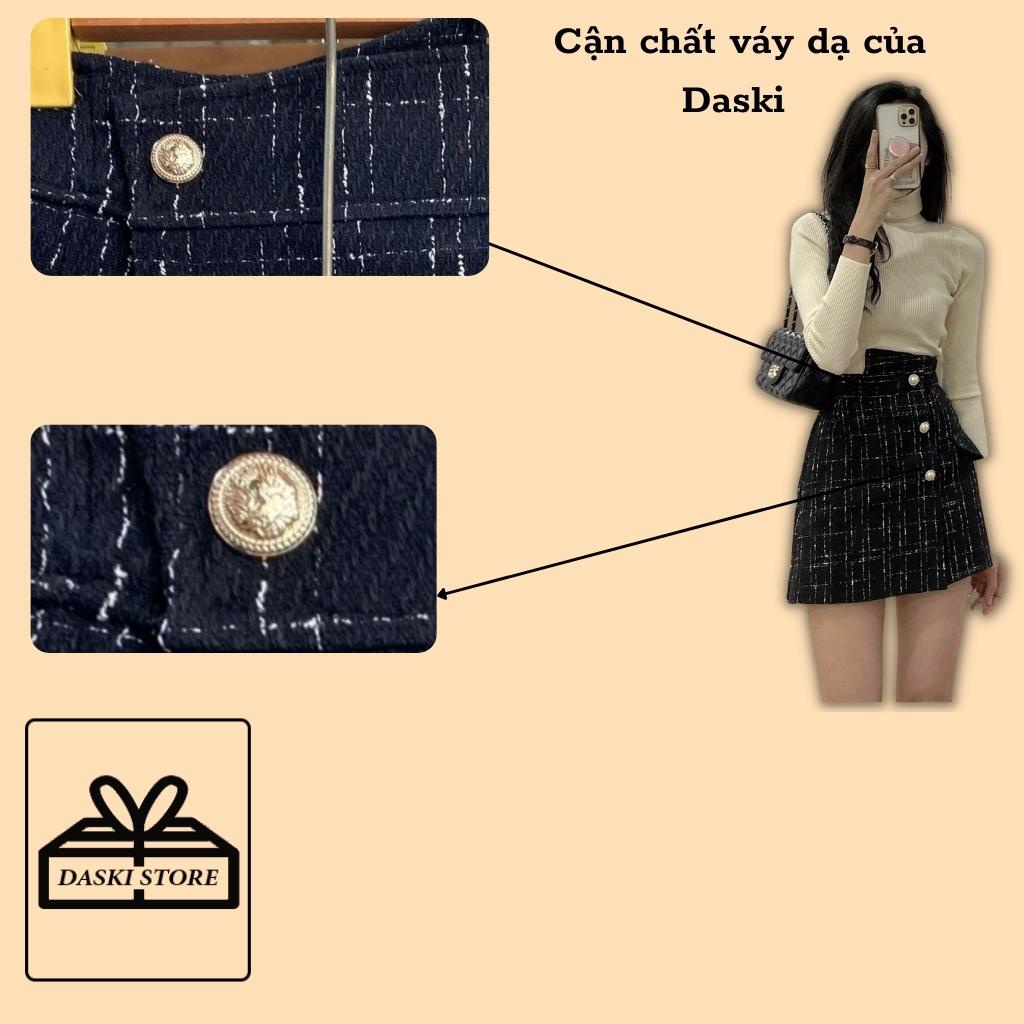 Chân váy dạ kẻ - váy xòe đính khuy vàng Daski | BigBuy360 - bigbuy360.vn