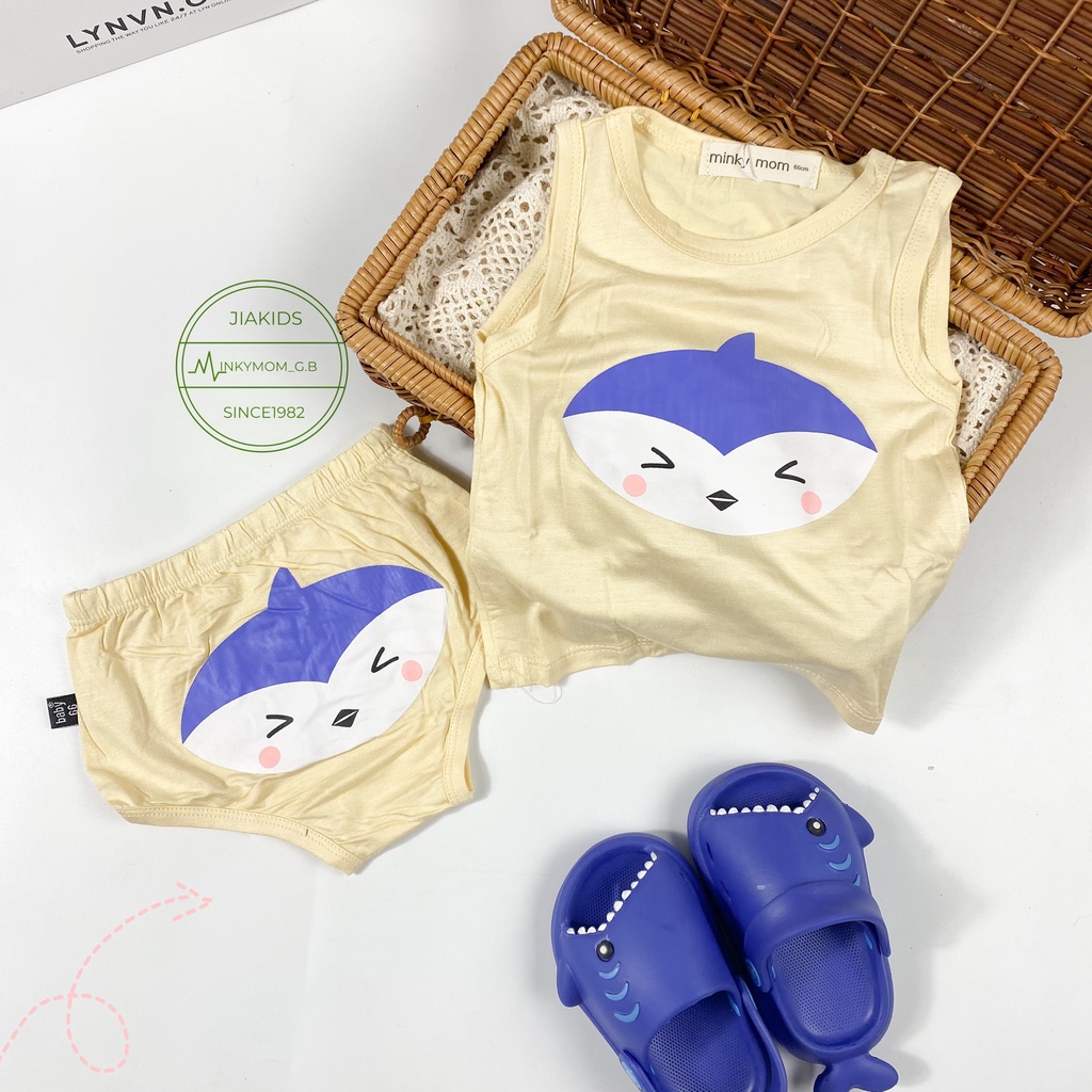 Bộ Quần Áo Ba Lỗ, Quần Chip Minky Mom, Vải Thun Lạnh Thoáng Mát, In Hình Ngộ Nghĩnh- Mã: BL-IN19