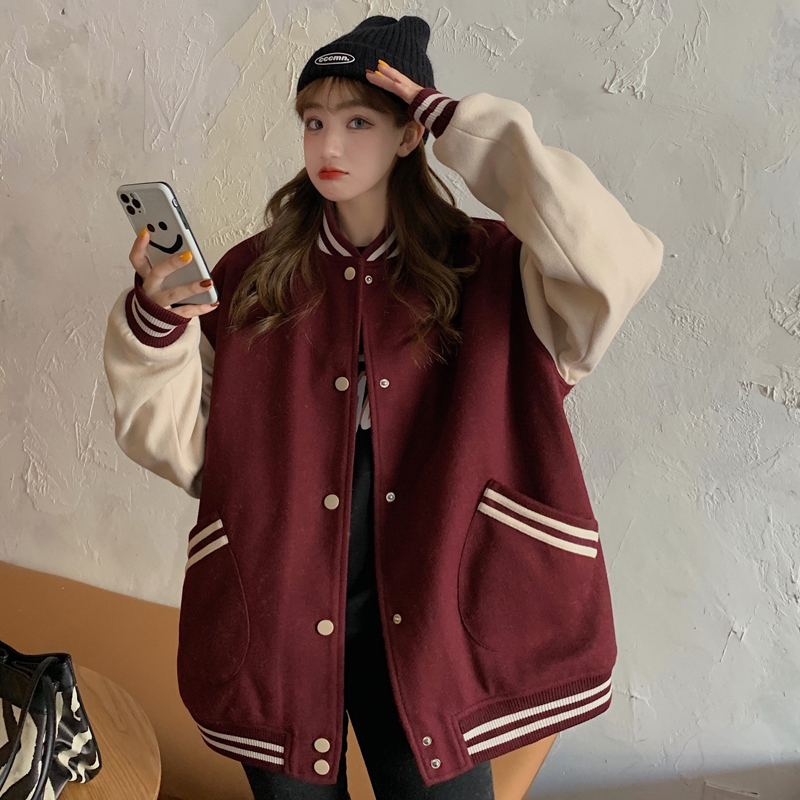 [Áo bomber nữ khoác ngoài kiểu bóng chày] áo bomber nữ from rộng bigsize nỉ kiểu bóng chày thời trang ulzzang hàn quốc | BigBuy360 - bigbuy360.vn