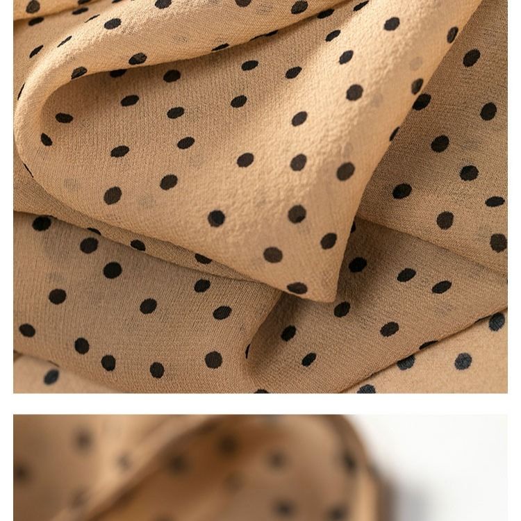 Áo Sơ Mi Chiffon Cổ Tròn Dáng Rộng Họa Tiết Chấm Bi Thời Trang Cho Nữ