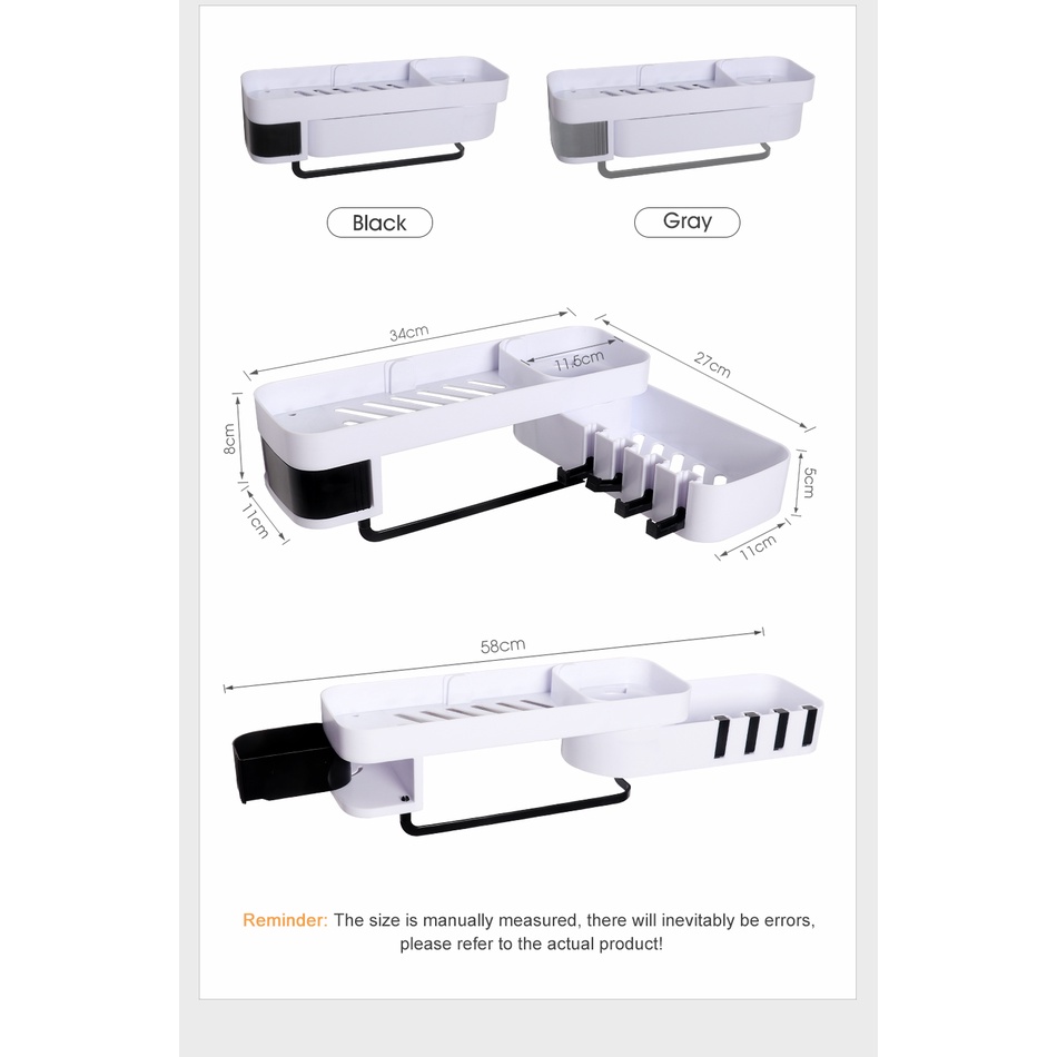 Kệ Đựng Dầu Gội / Mỹ Phẩm Gắn Góc Tường Tiện Dụng Cho Nhà Bếp / Phòng Tắm